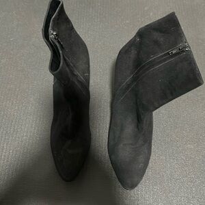 Black suede YSL boots, side zipper, Sz. 40. Never worn.